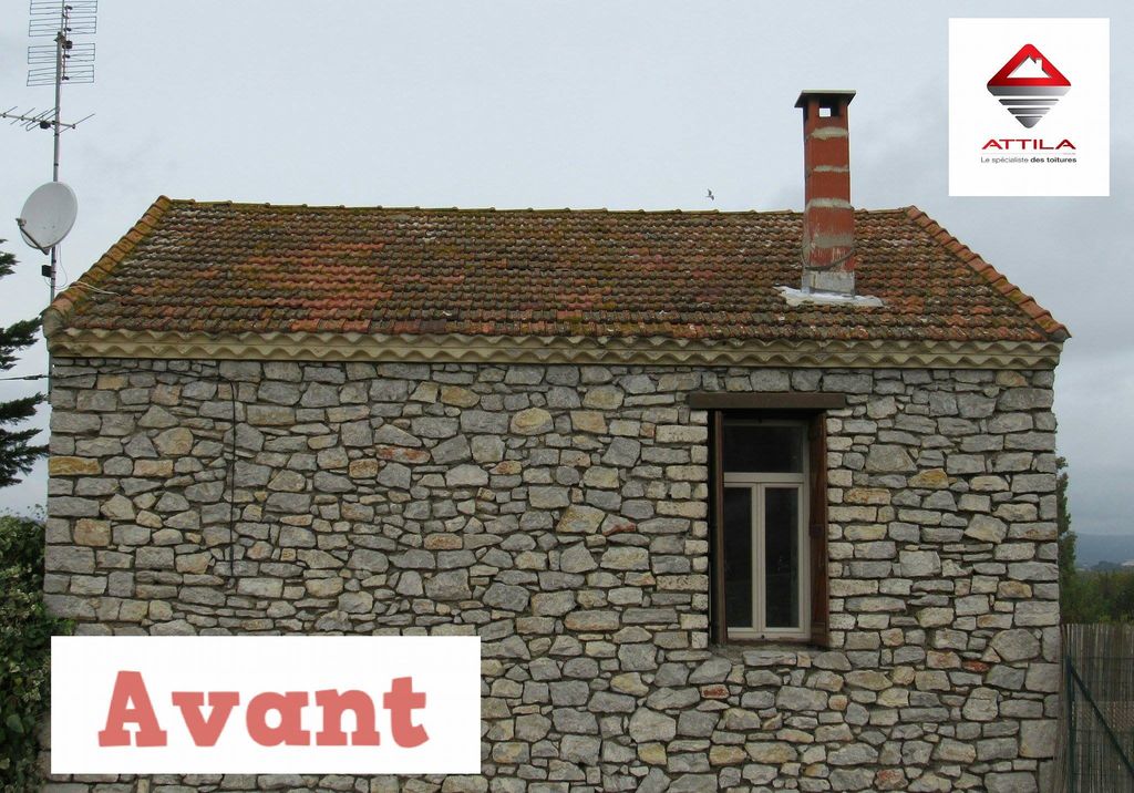 entourage de cheminee en zinc et enduit puis repiquage toiture et mise en place de ventilation des combles avant attila sete agde