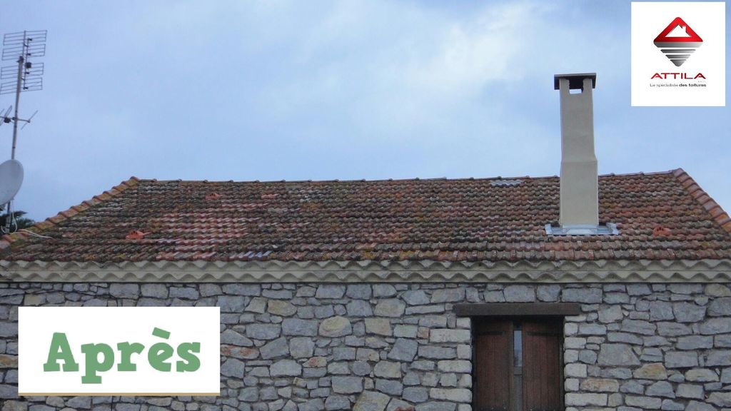 entourage de cheminee en zinc et enduit puis repiquage toiture et mise en place de ventilation des combles APRES attila sete agde