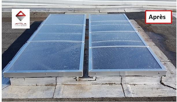 REMPLACEMENT DE PLAQUES DE POLYCARBONATE DE LANTERNEAUX A ROANNE